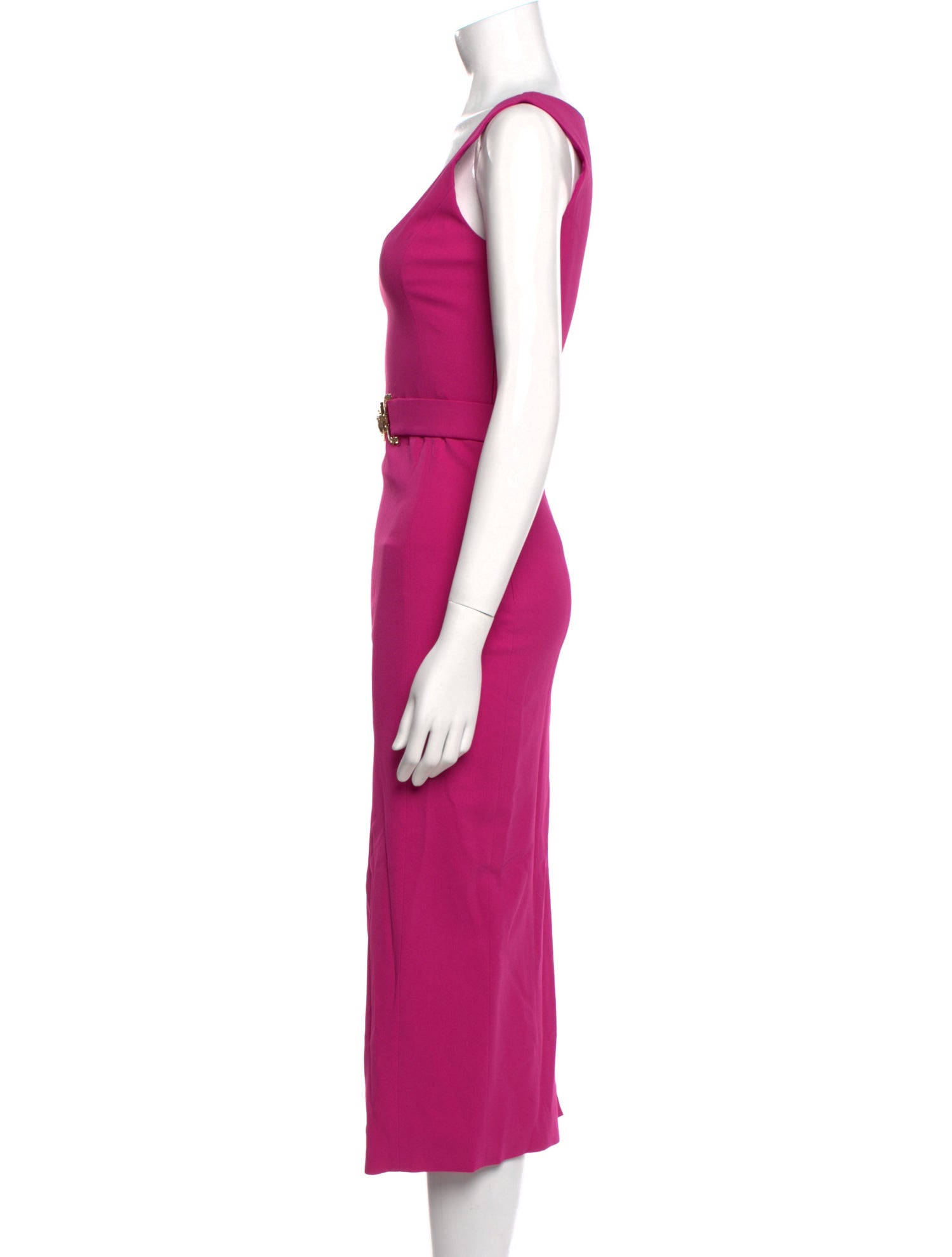 Versace Scoop Neck Midi Length Dress